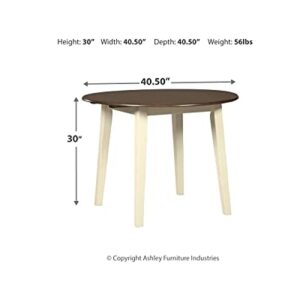 Signature Design by Ashley Woodanville Cottage 40" Round Drop Leaf Dining Table, Cream & Brown