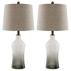 signature design by ashley - nollie glass table lamps - cloudy bases - set of 2 - gray