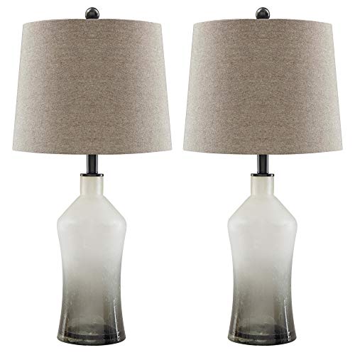 Signature Design by Ashley - Nollie Glass Table Lamps - Cloudy Bases - Set of 2 - Gray