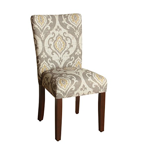 HomePop Parsons Classic Upholstered Accent Dining Chair, Set of 2, Taupe and Cream Medallion