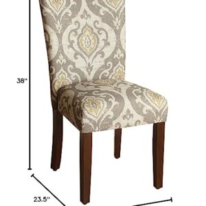 HomePop Parsons Classic Upholstered Accent Dining Chair, Set of 2, Taupe and Cream Medallion