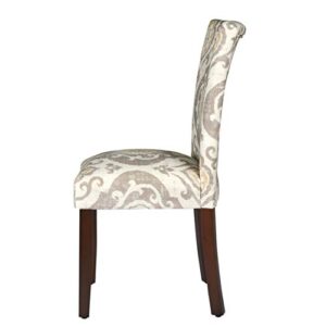 HomePop Parsons Classic Upholstered Accent Dining Chair, Set of 2, Taupe and Cream Medallion