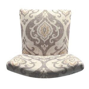 HomePop Parsons Classic Upholstered Accent Dining Chair, Set of 2, Taupe and Cream Medallion