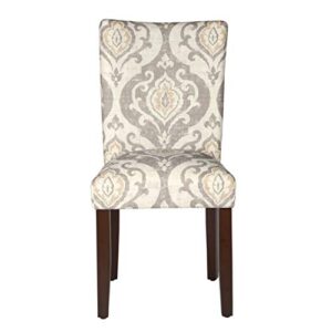 HomePop Parsons Classic Upholstered Accent Dining Chair, Set of 2, Taupe and Cream Medallion