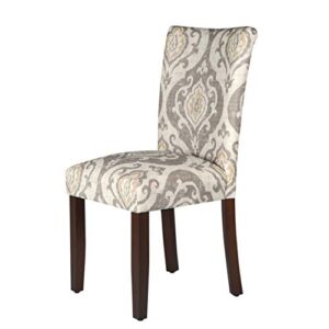 HomePop Parsons Classic Upholstered Accent Dining Chair, Set of 2, Taupe and Cream Medallion