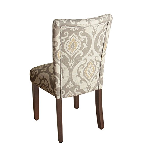 HomePop Parsons Classic Upholstered Accent Dining Chair, Set of 2, Taupe and Cream Medallion