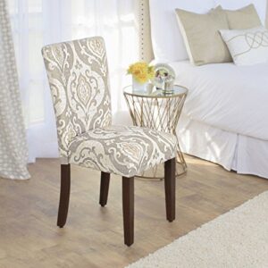 HomePop Parsons Classic Upholstered Accent Dining Chair, Set of 2, Taupe and Cream Medallion