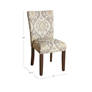 HomePop Parsons Classic Upholstered Accent Dining Chair, Set of 2, Taupe and Cream Medallion