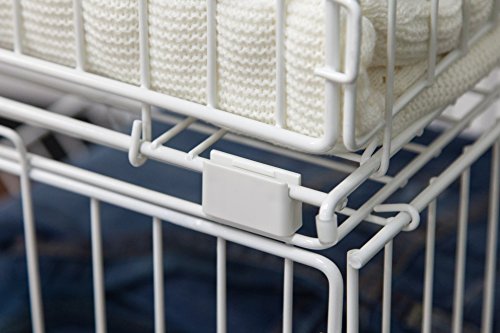 IRIS USA 17" Modular Wire Stacking Storage Basket, Great Storage for Linens, Groceries, Toys, Books, and More, Stackable, Easy Assemble, Multipurpose Home Organizer, White