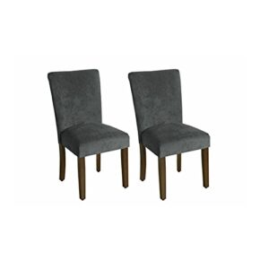 homepop parsons classic upholstered accent dining chair, pack of 2, dark grey velvet