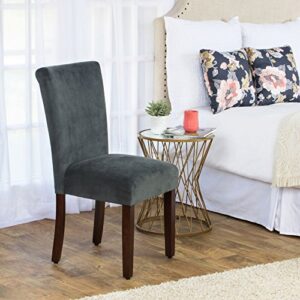 HomePop Parsons Classic Upholstered Accent Dining Chair, Pack of 2, Dark Grey Velvet