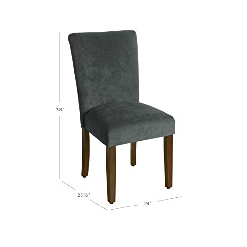 HomePop Parsons Classic Upholstered Accent Dining Chair, Pack of 2, Dark Grey Velvet