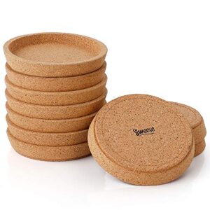 sweese 241.101 cork coasters - 4 inch perfect for most kind of mugs - protect your table from a liquid ring - set of 10