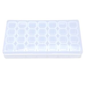 szzijia zijia plastic adjustable 28 slots boxes of diamond painting accessories jewelry container storage box (clear white)