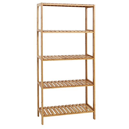 Peach Tree Bamboo Rack Multifunctional Bathroom Kitchen Living Room Holder Plant Flower Stand Utility Storage Shelf (5-Tier)