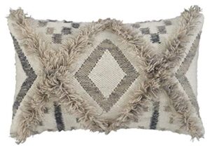 signature design by ashley liviah boho farmhouse throw pillow, 22 x 14 inches, beige and gray