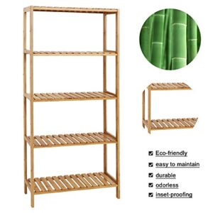 Peach Tree Bamboo Rack Multifunctional Bathroom Kitchen Living Room Holder Plant Flower Stand Utility Storage Shelf (5-Tier)