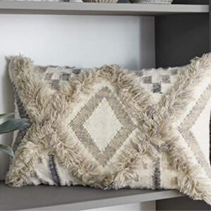 Signature Design by Ashley Liviah Boho Farmhouse Throw Pillow, 22 x 14 Inches, Beige and Gray