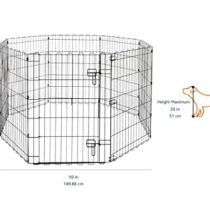 Amazon Basics Foldable Octagonal Metal Exercise Pet Play Pen for Dogs, Fence Pen, Single Door, Black, 60 x 60 x 30 Inches