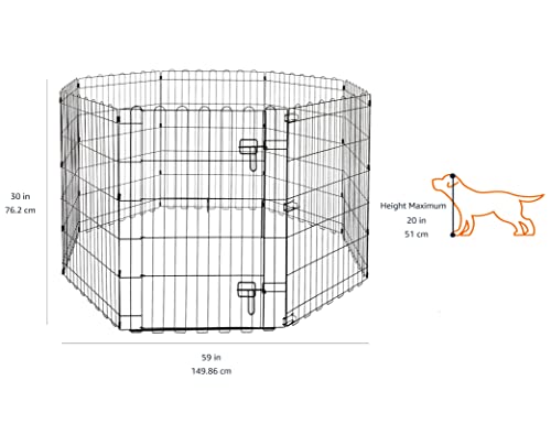 Amazon Basics Foldable Octagonal Metal Exercise Pet Play Pen for Dogs, Fence Pen, Single Door, Black, 60 x 60 x 30 Inches