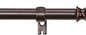 Amazon Basics 1" Curtain Rod with Round Finials, 72" to 144" and Amazon Basics 1" Curtain Clip Ring, Set of 7, Espresso (Dark Bronze)