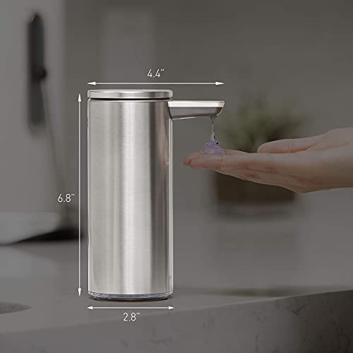 simplehuman 9 oz. Touch-Free Rechargeable Sensor Liquid Soap Pump Dispenser, Brushed Stainless Steel