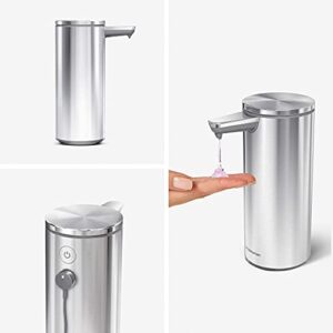 simplehuman 9 oz. Touch-Free Rechargeable Sensor Liquid Soap Pump Dispenser, Brushed Stainless Steel