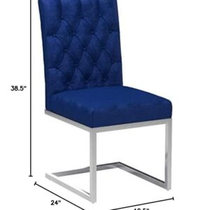 Meridian Furniture C Carlton Velvet Dining Chair, Set of 2, Navy