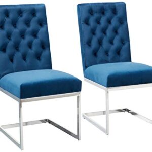 Meridian Furniture C Carlton Velvet Dining Chair, Set of 2, Navy