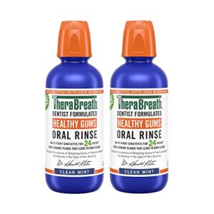 therabreath healthy gums periodontist formulated 24-hour oral rinse with cpc, clean mint, 16 fl oz (pack of 2)