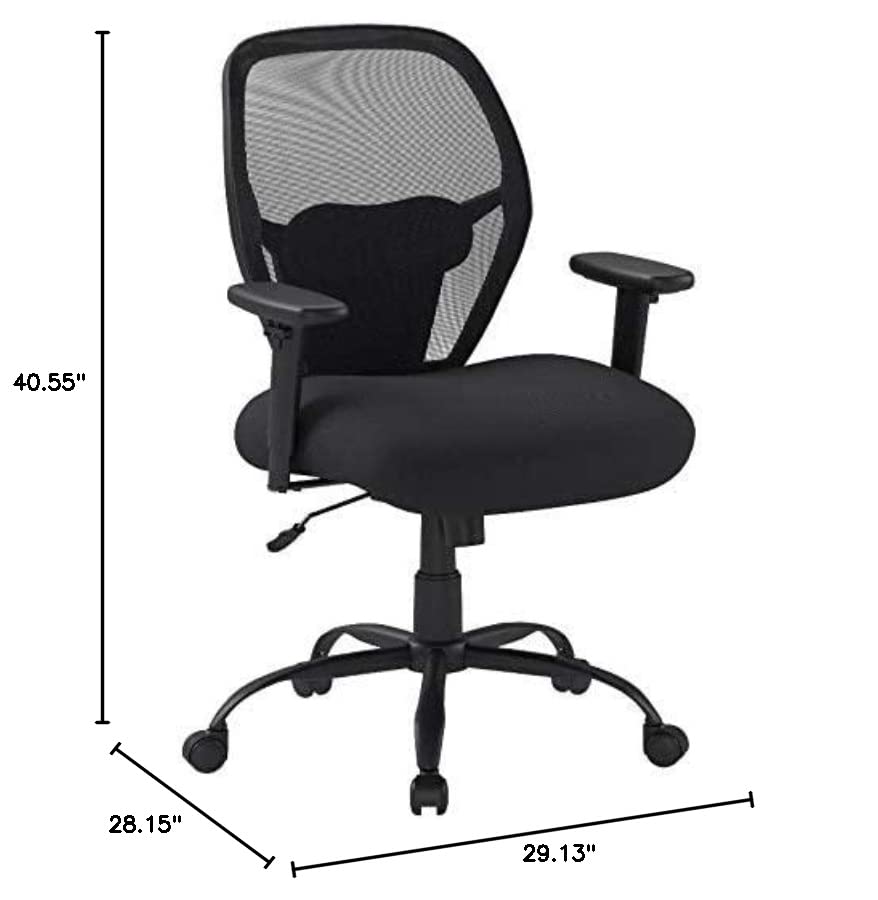 Amazon Basics Big & Tall Swivel Office Chair - Mesh with Lumbar Support, 450-Pound Capacity - Black