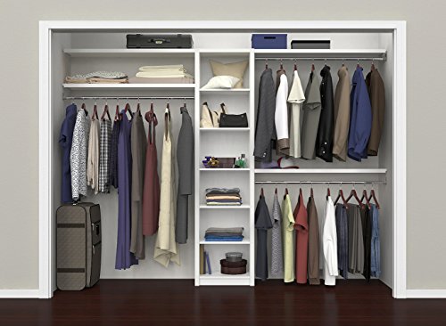 ClosetMaid 6105340 SpaceCreations 44" - 115" Wood Closet Organizer Kit, Classic White