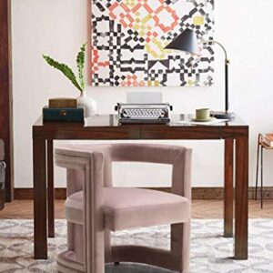 Meridian Furniture Blair Collection Modern | Contemporary Velvet Accent Chair with Upholstered Barrel Design, 26" W x 24.5" D x 28" H, Pink