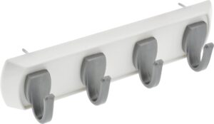 high & mighty 515305 key rail organizer hook rail, easy tool-free dry wall installation, holds up to 5lbs, small, white & silver