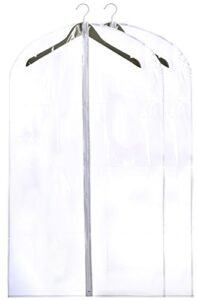 clear vinyl garment bag - protect your clothing while traveling and dust free while hanging in your closet. these garment bags are ideal for coats, suits, dresses or gowns - set of 2 (24 x 42 inches)