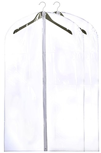 Clear Vinyl Garment Bag - Protect Your Clothing While Traveling and Dust Free While Hanging in Your Closet. These Garment Bags are Ideal for Coats, Suits, Dresses or Gowns - Set of 2 (24 X 42 Inches)