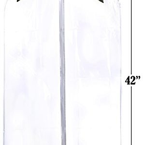 Clear Vinyl Garment Bag - Protect Your Clothing While Traveling and Dust Free While Hanging in Your Closet. These Garment Bags are Ideal for Coats, Suits, Dresses or Gowns - Set of 2 (24 X 42 Inches)