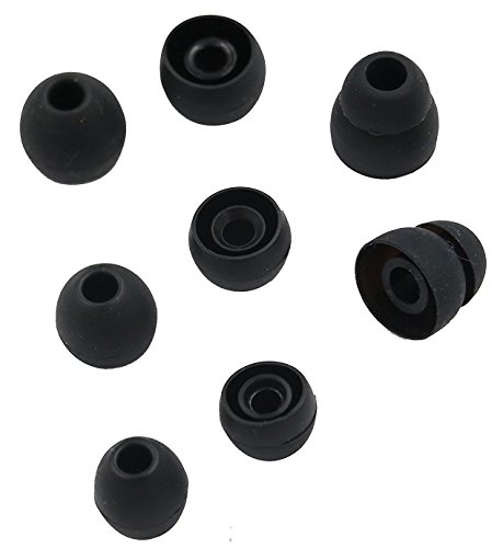 ALXCD Ear Tip for LG HBS Series Earphone, SML & Double Flange Silicone Replacement Earbud Gel Tip, Fit for LG HBS-750 770 800 810 900 910 Tone Pro Ultra Plus (Not for 1100)[4 Pair](Black)