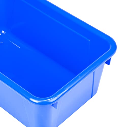Storex Small Cubby Bins – Plastic Storage Containers for Classroom with Non-Snap Lid, 12.2 x 7.8 x 5.1 inches, Assorted Colors, 5-Pack (62406U05C)