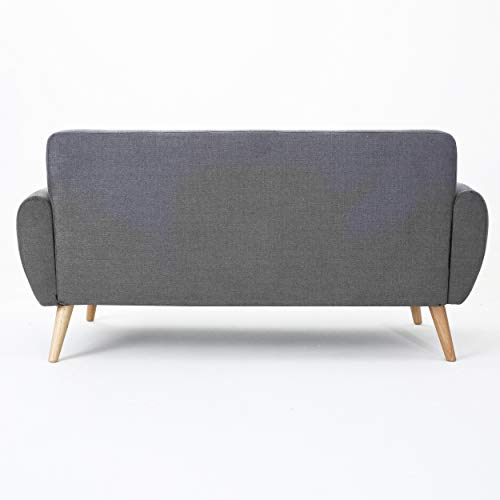 Christopher Knight Home Josephine Mid-Century Modern Petite Fabric Sofa, Dark Grey / Natural