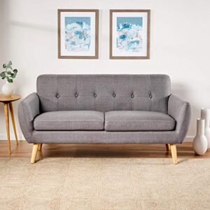 Christopher Knight Home Josephine Mid-Century Modern Petite Fabric Sofa, Dark Grey / Natural