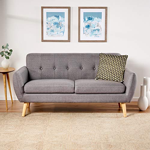 Christopher Knight Home Josephine Mid-Century Modern Petite Fabric Sofa, Dark Grey / Natural