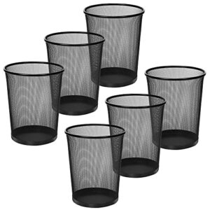 designa mesh small trash cans, 6-pack metal wastebaskets, garbage container bin for office, home, bedroom, black
