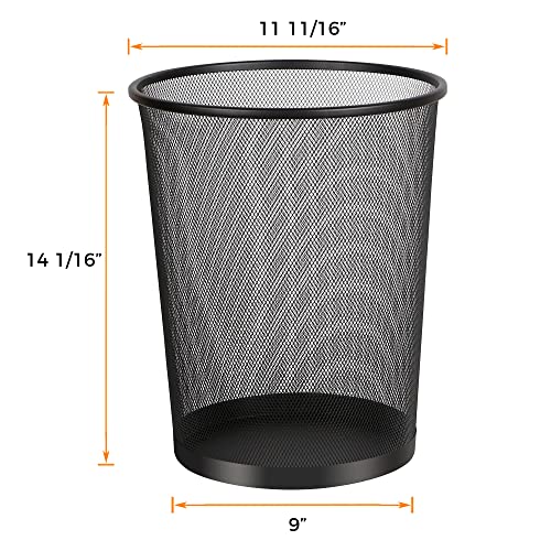 DESIGNA Mesh Small Trash Cans, 6-Pack Metal Wastebaskets, Garbage Container Bin for Office, Home, Bedroom, Black