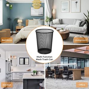 DESIGNA Mesh Small Trash Cans, 6-Pack Metal Wastebaskets, Garbage Container Bin for Office, Home, Bedroom, Black