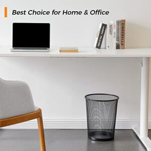 DESIGNA Mesh Small Trash Cans, 6-Pack Metal Wastebaskets, Garbage Container Bin for Office, Home, Bedroom, Black