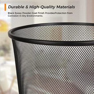 DESIGNA Mesh Small Trash Cans, 6-Pack Metal Wastebaskets, Garbage Container Bin for Office, Home, Bedroom, Black