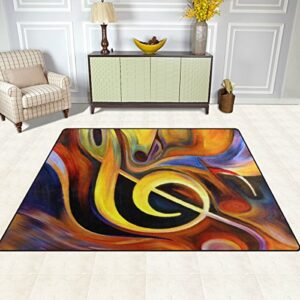 My Little Nest Flowing Melody and Music Note Area Rug 4'10" x 6'8" Lightweight Modern Floor Mat Non-Slip Indoor Outdoor Decor Soft Carpet for Bedroom Living Dining Room