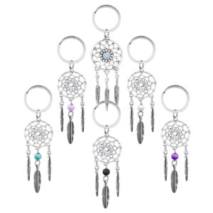 moon dream catcher kit for adults - 6pcs cute macrame dream catcher keychain silver for bag home car dream catcher supplies - large dream catcher metal rings - mini dream catcher with peacock feathers