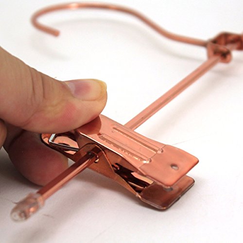 30Pack Koobay 35cm Shiny Metal Rose Copper Gold Clips Pants Hangers Trousers Skirt Hang Rack with Swivel Hook